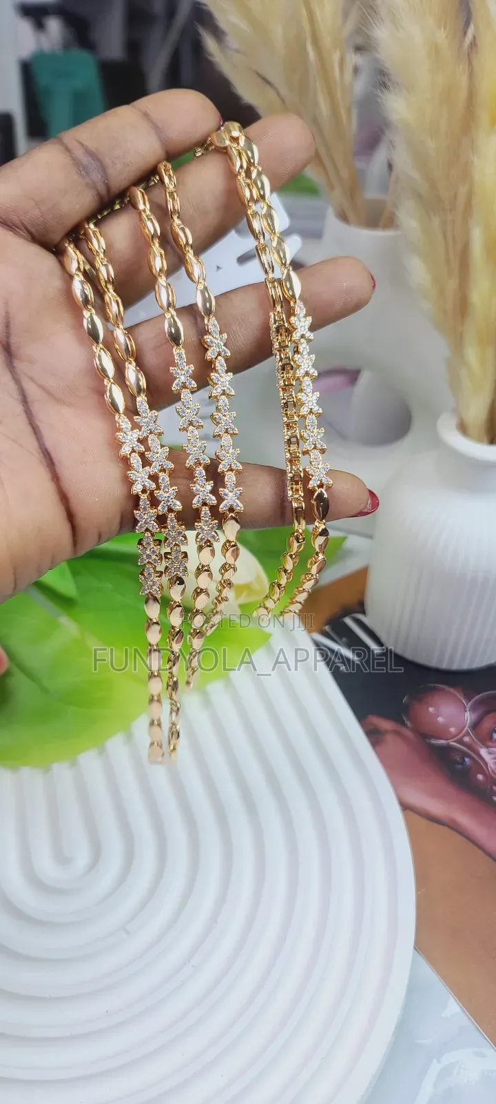 Gold Plated Cz Hand Chain