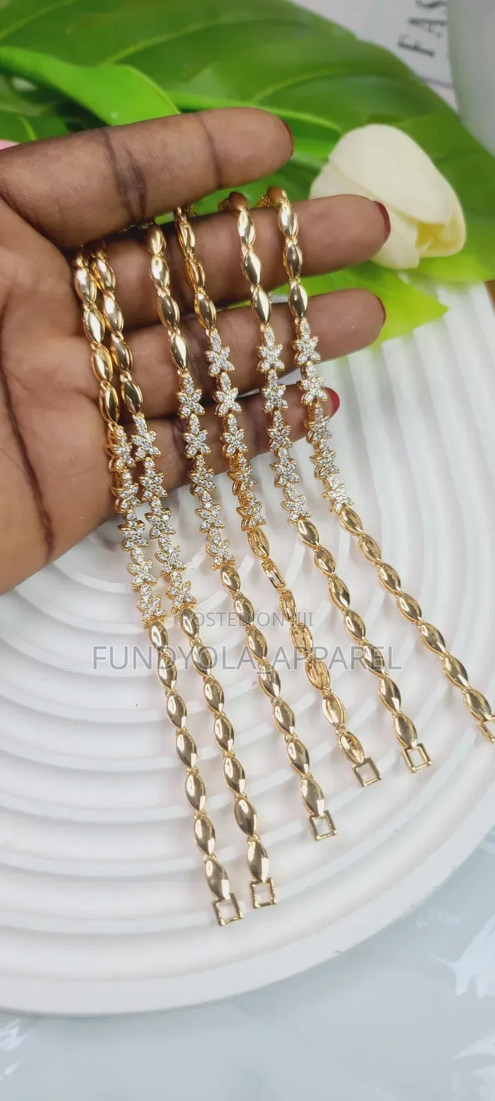 Gold Plated Cz Hand Chain