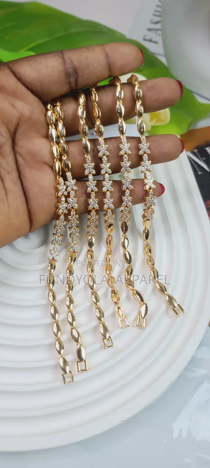 Gold Plated Cz Hand Chain