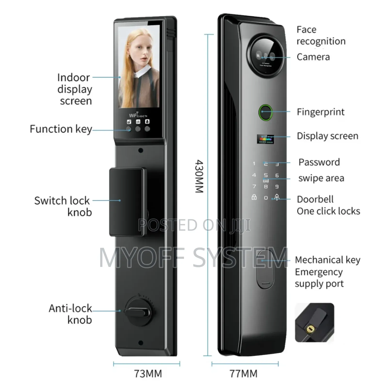 Smart Wifi 3d Tuya Facial Door Lock Mos-p33