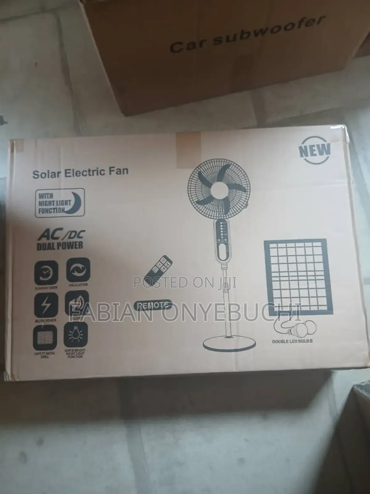 Solar Electric Fan/ Dual Power a/C /Dc