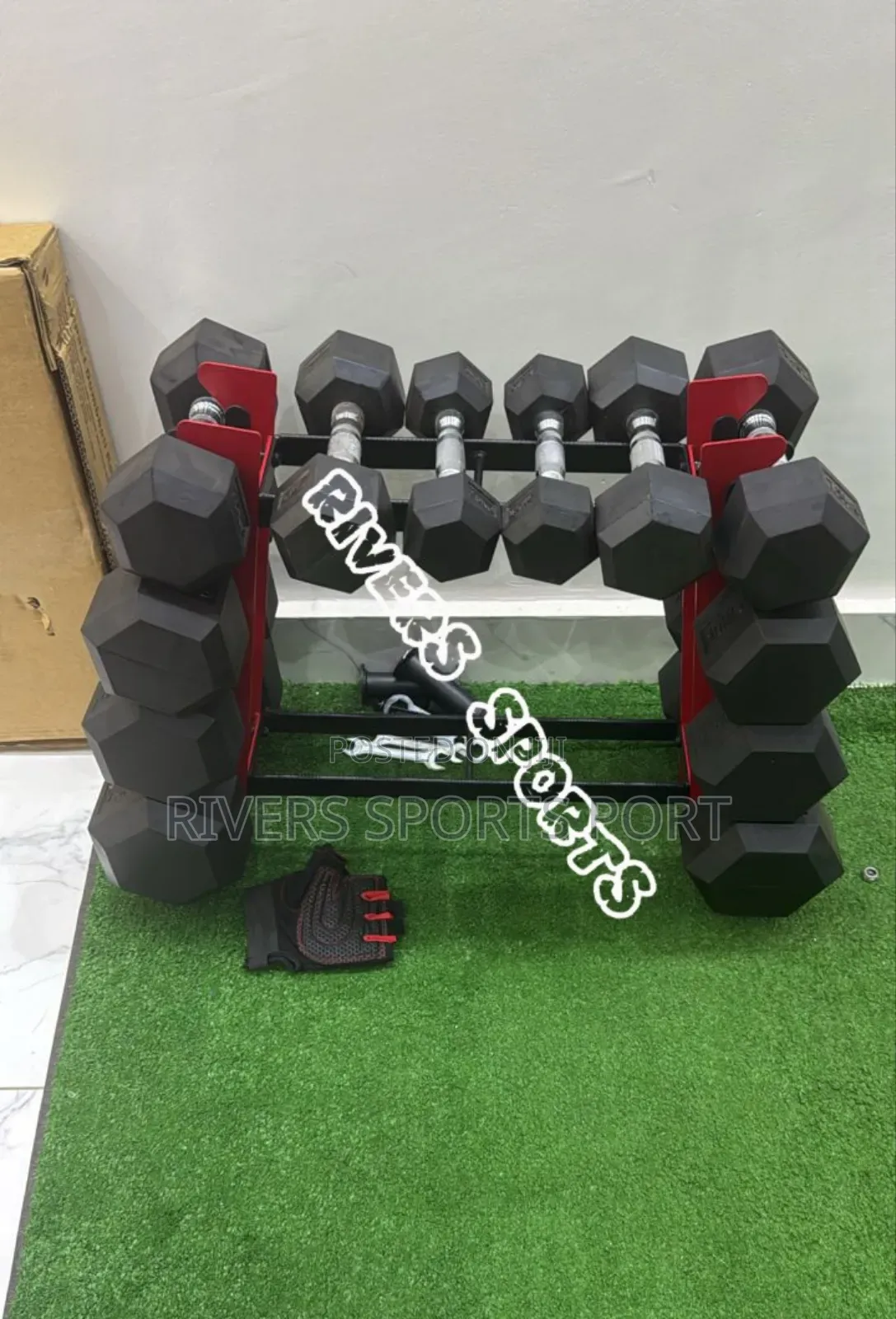4 Tier 2 Vertical Slot Dumbbell Kettlebell Storage Rack