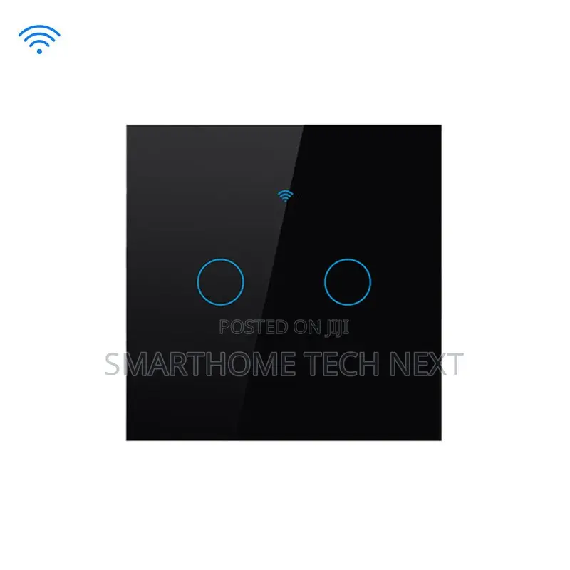 2 Gang Black Smart Wifi Light Switch – Tuya