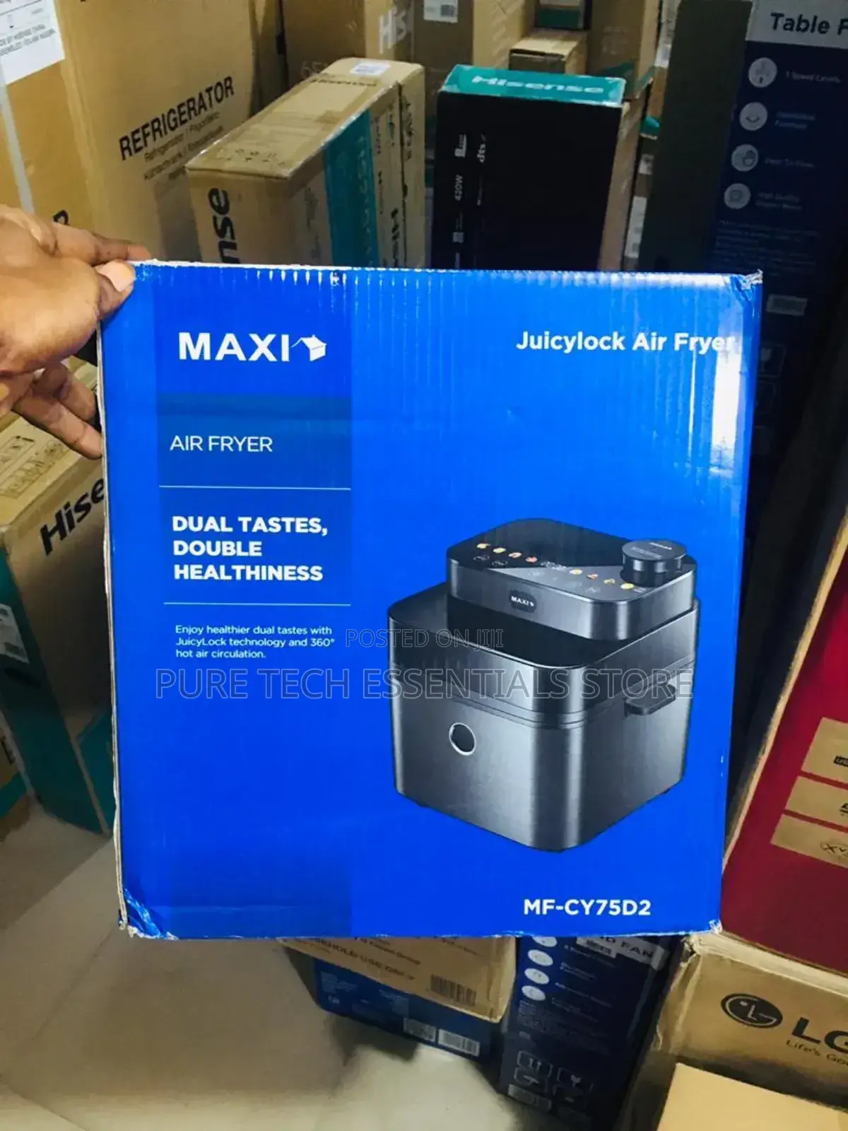 New Maxi 7 Liters Air Fryer Transparent Black