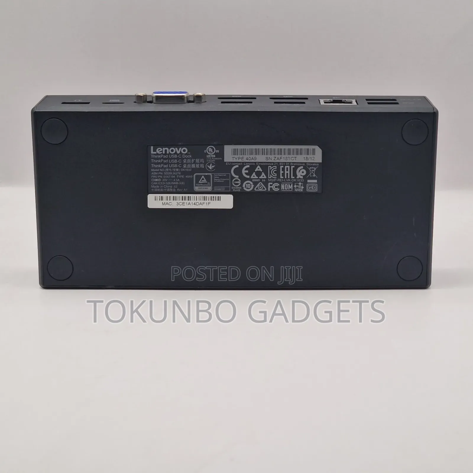 Lenovo Thinkpad Usb-C Dock 40a9 With Complete Accessories