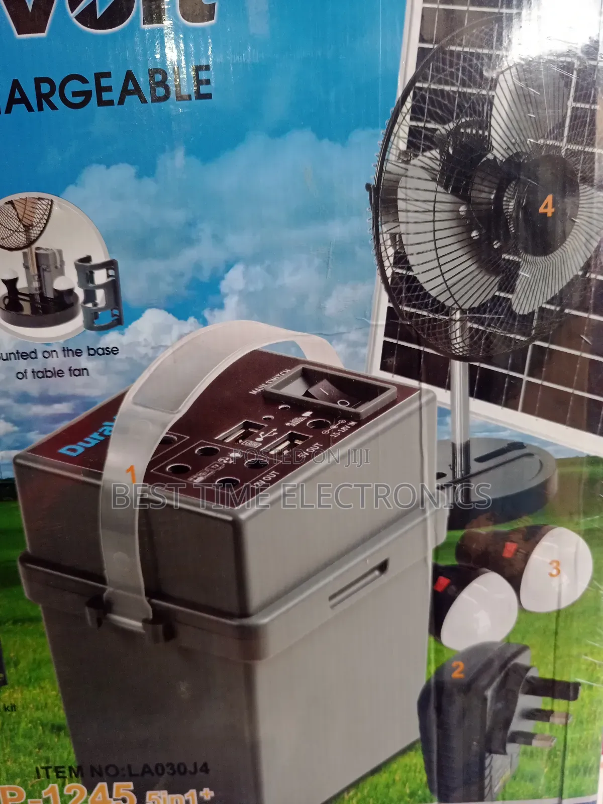 Duravolt 5in1 With 12" Fan Solar Rechargeable Pack