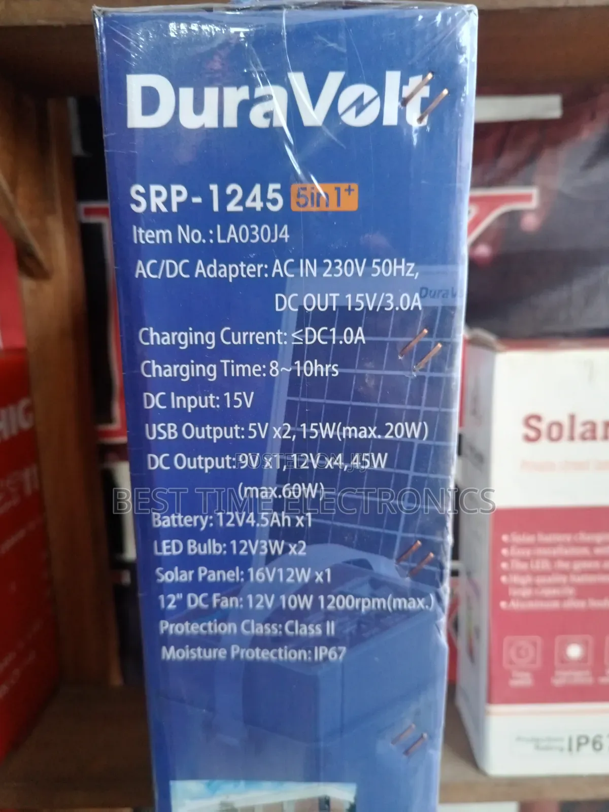 Duravolt 5in1 With 12" Fan Solar Rechargeable Pack