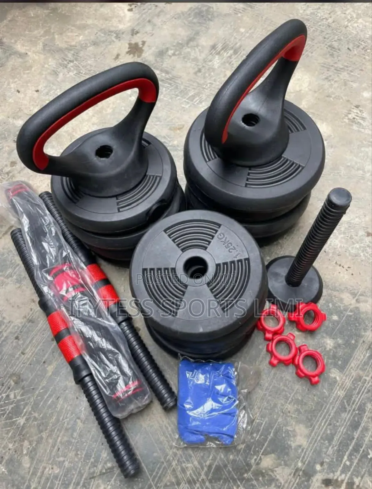 50kg 5in1 Environmental Rubber Dumbbell With Barbell