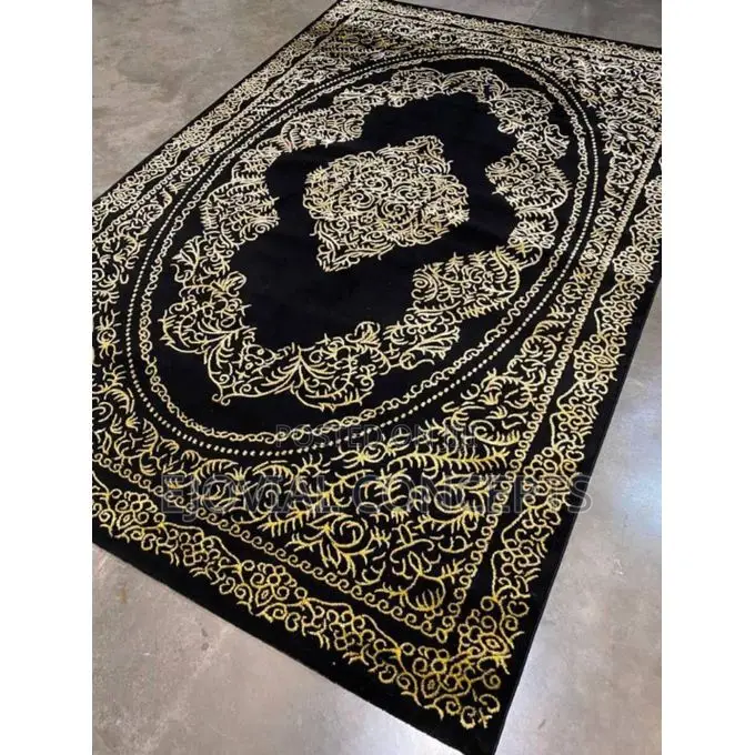 Turkish Luxury Turkish Black/Gold Contemporary Center Rug
