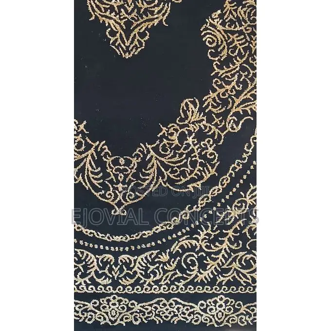 Turkish Luxury Turkish Black/Gold Contemporary Center Rug