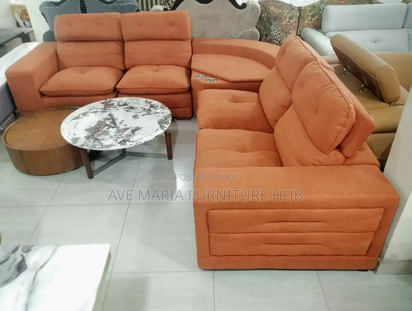 Classic Corner Sofa Chair With 2in1 Marble Center Table.