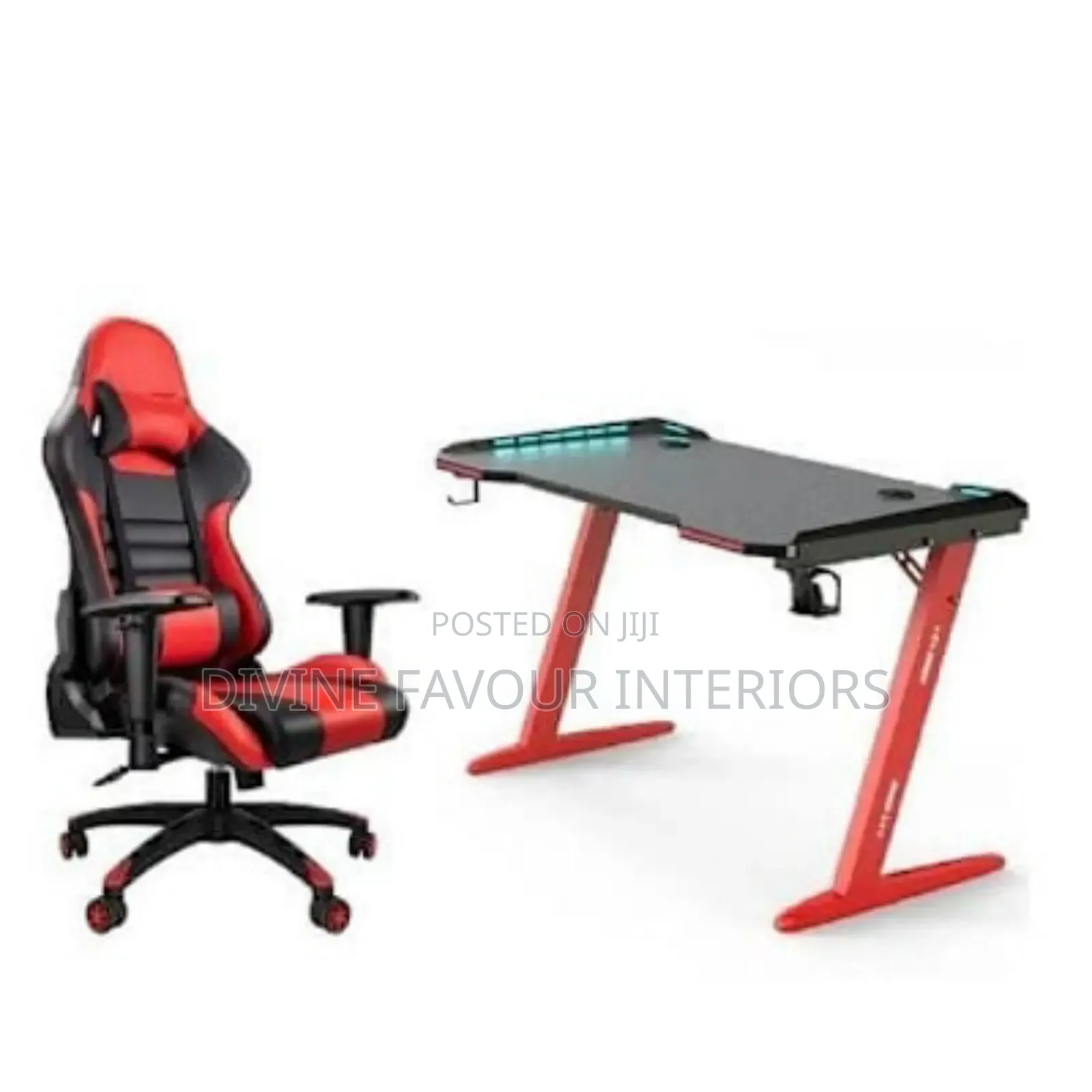 Furgle Ergonomic Design Chair With Gamer Desk- Red Black
