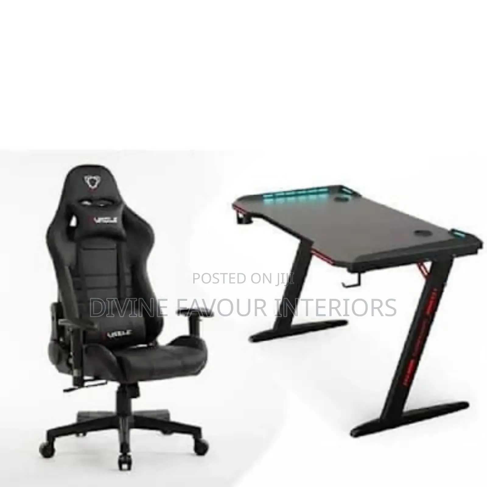 Furgle Gaming Ergonomic Chair With Gamer Table - Black