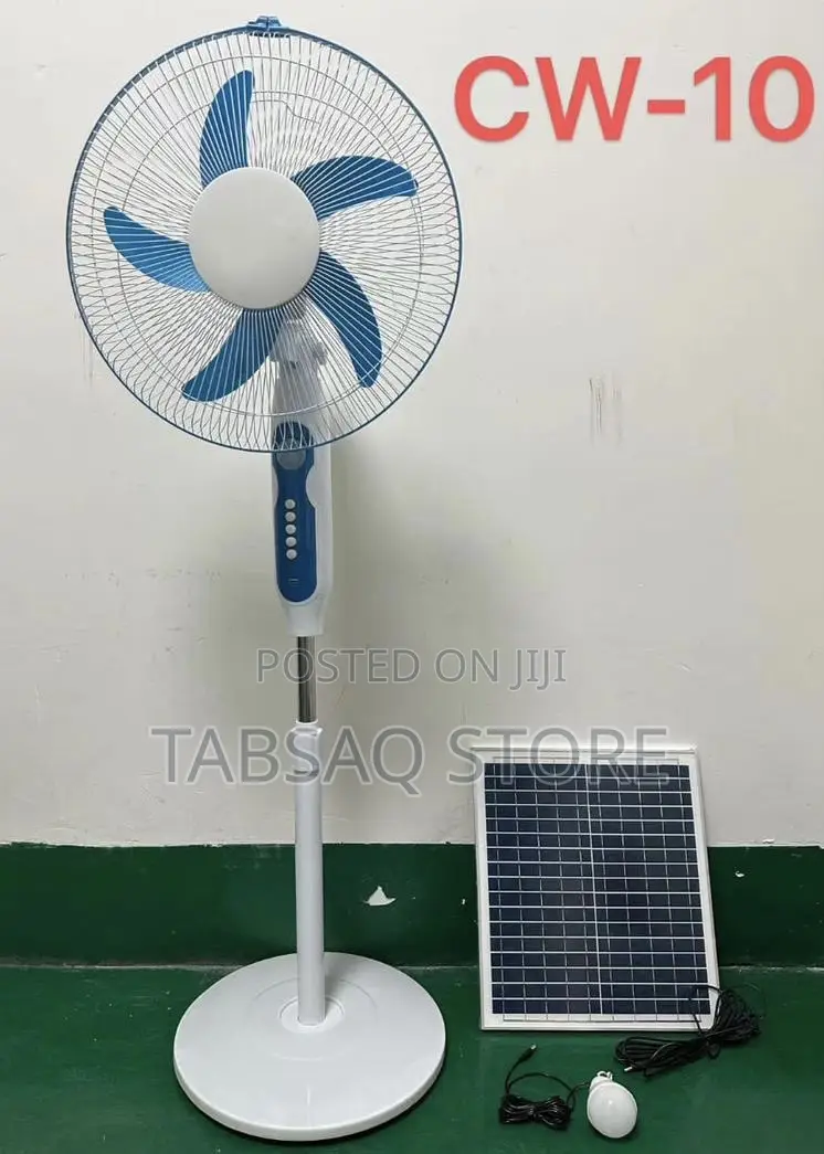 Charweek Ac/Dc Solar-Rechargeable 16-Inch Stand Fan + Free Gift