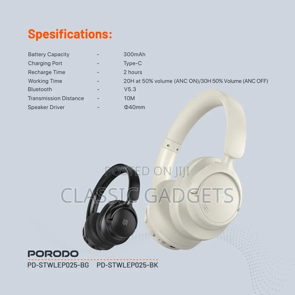 Porodo Soundtec Zen Active Noise-Cancellation Headphone