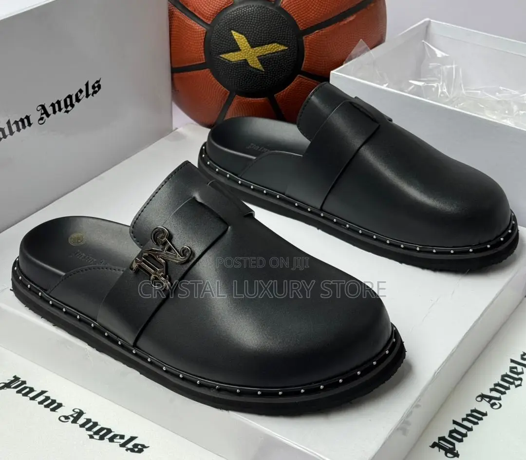 Palm Angels Quality Luxury Men Genuine Leather Half Shoe