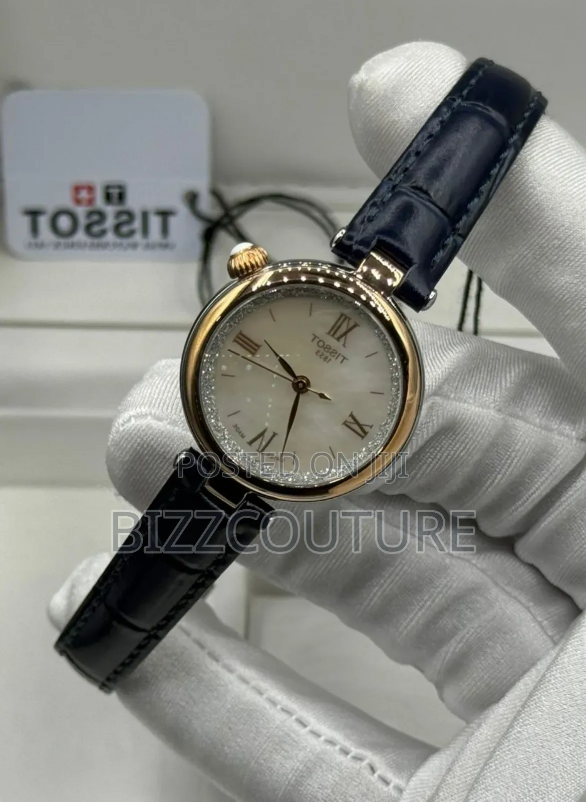 Original Tissot Woman's Black Genuine Leather Strap Watch