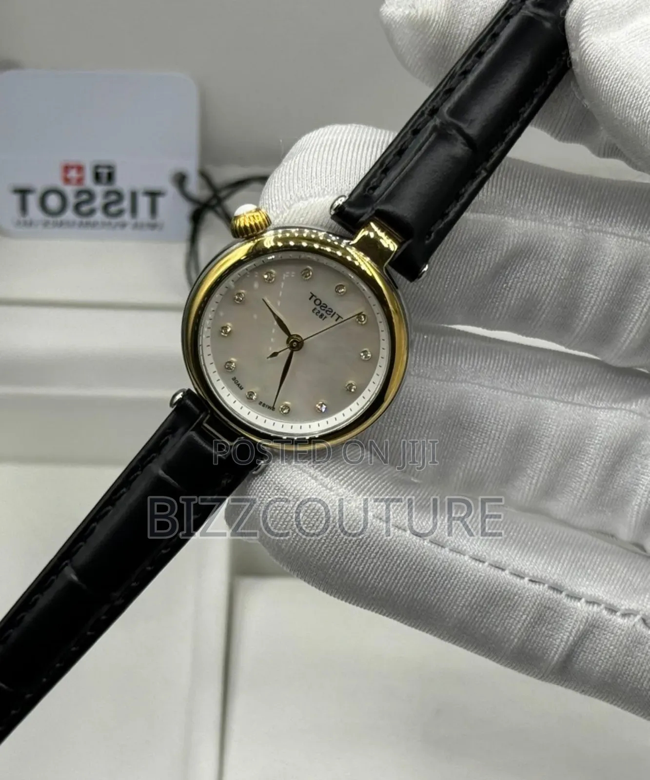 Original Tissot Women's Black Genuine Leather Strap Watch