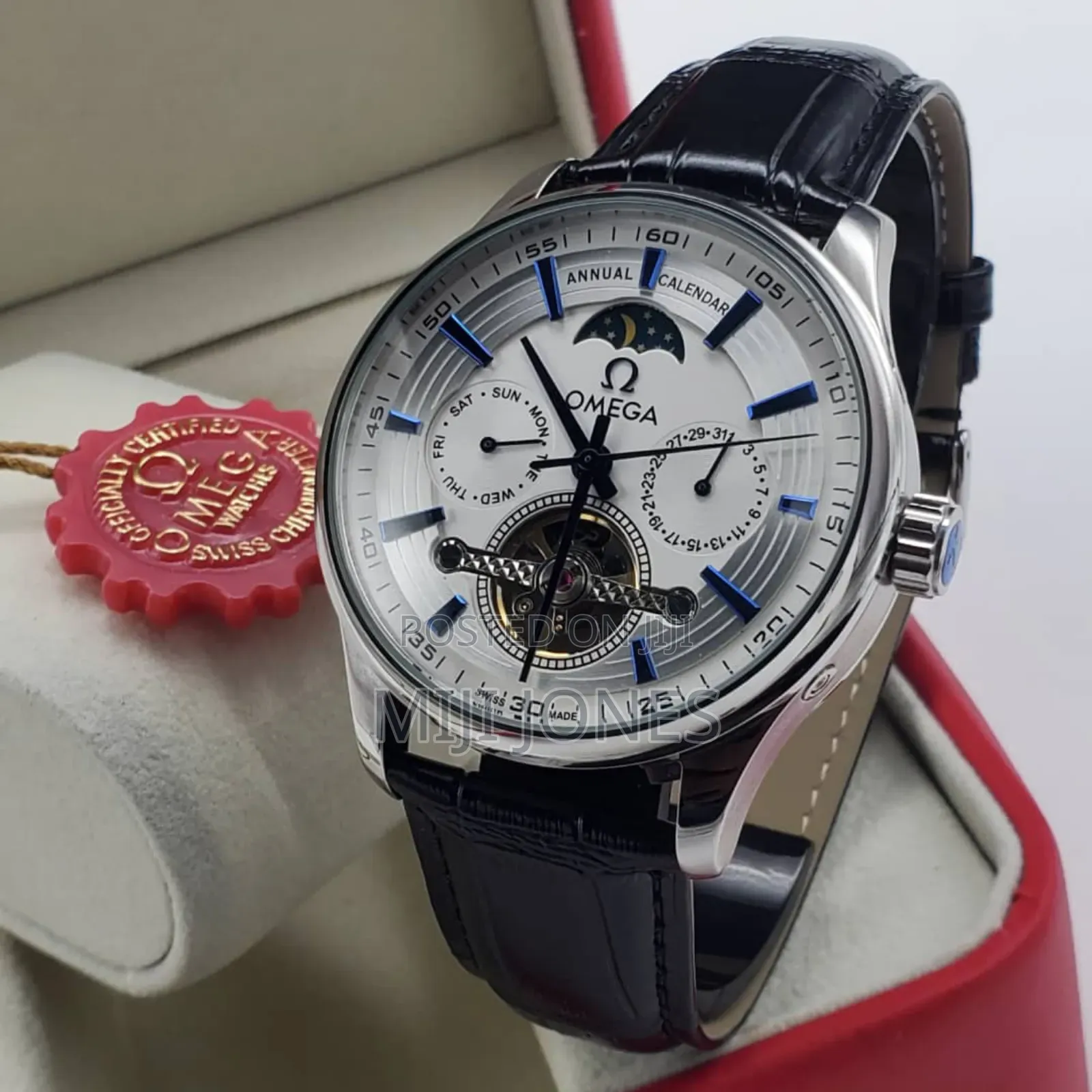 "Men's Luxury Watch: Omega-Style Automatic Mechanical"