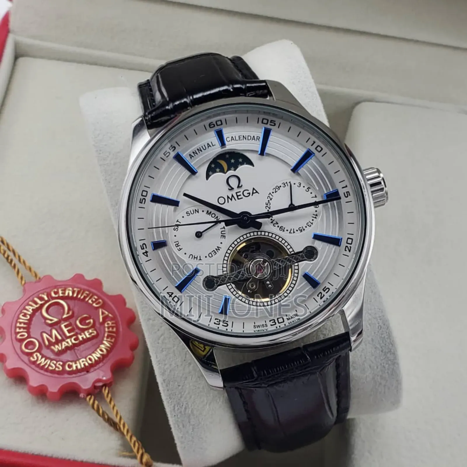 "Men's Luxury Watch: Omega-Style Automatic Mechanical"