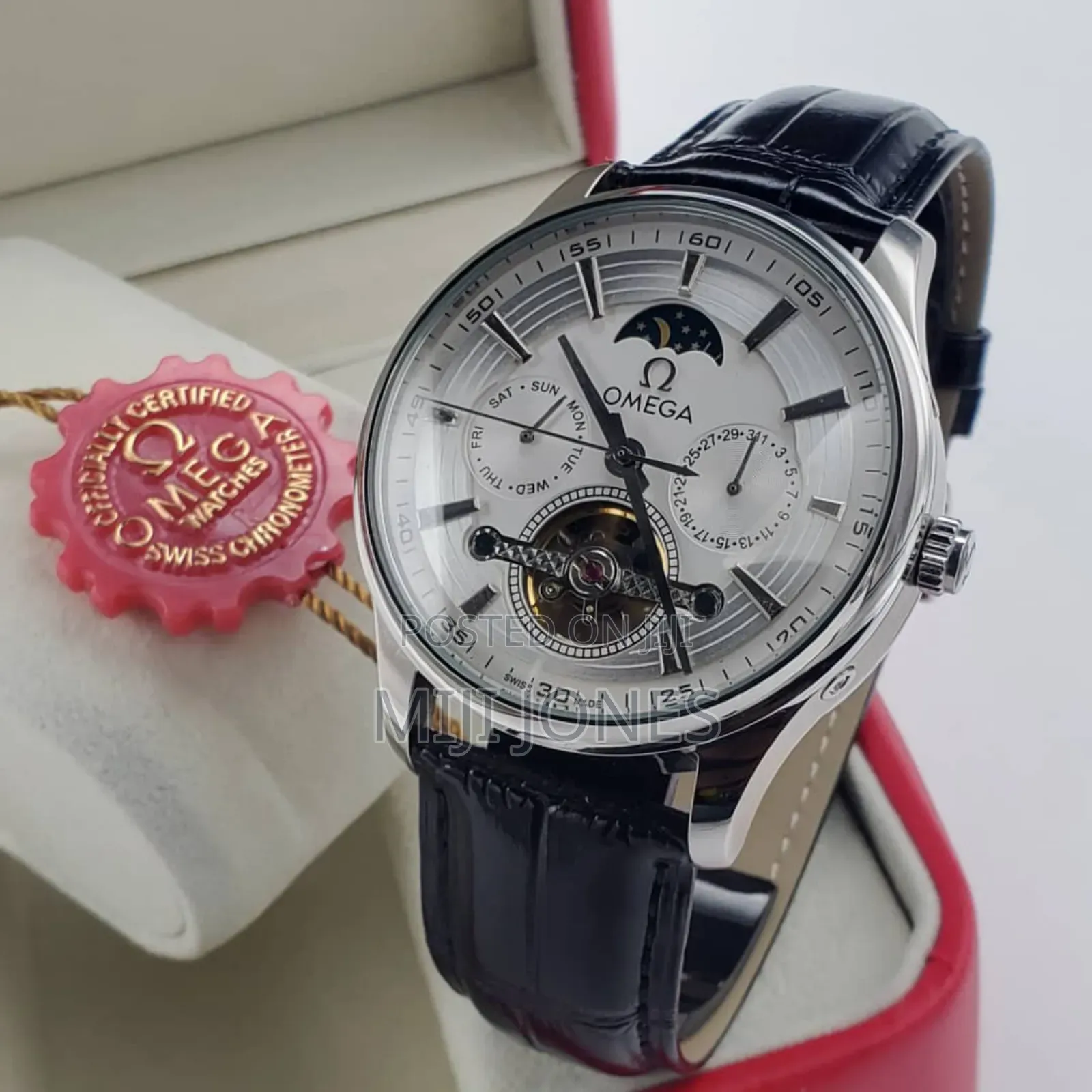 "Men's Luxury Watch: Omega-Style Automatic Mechanical"