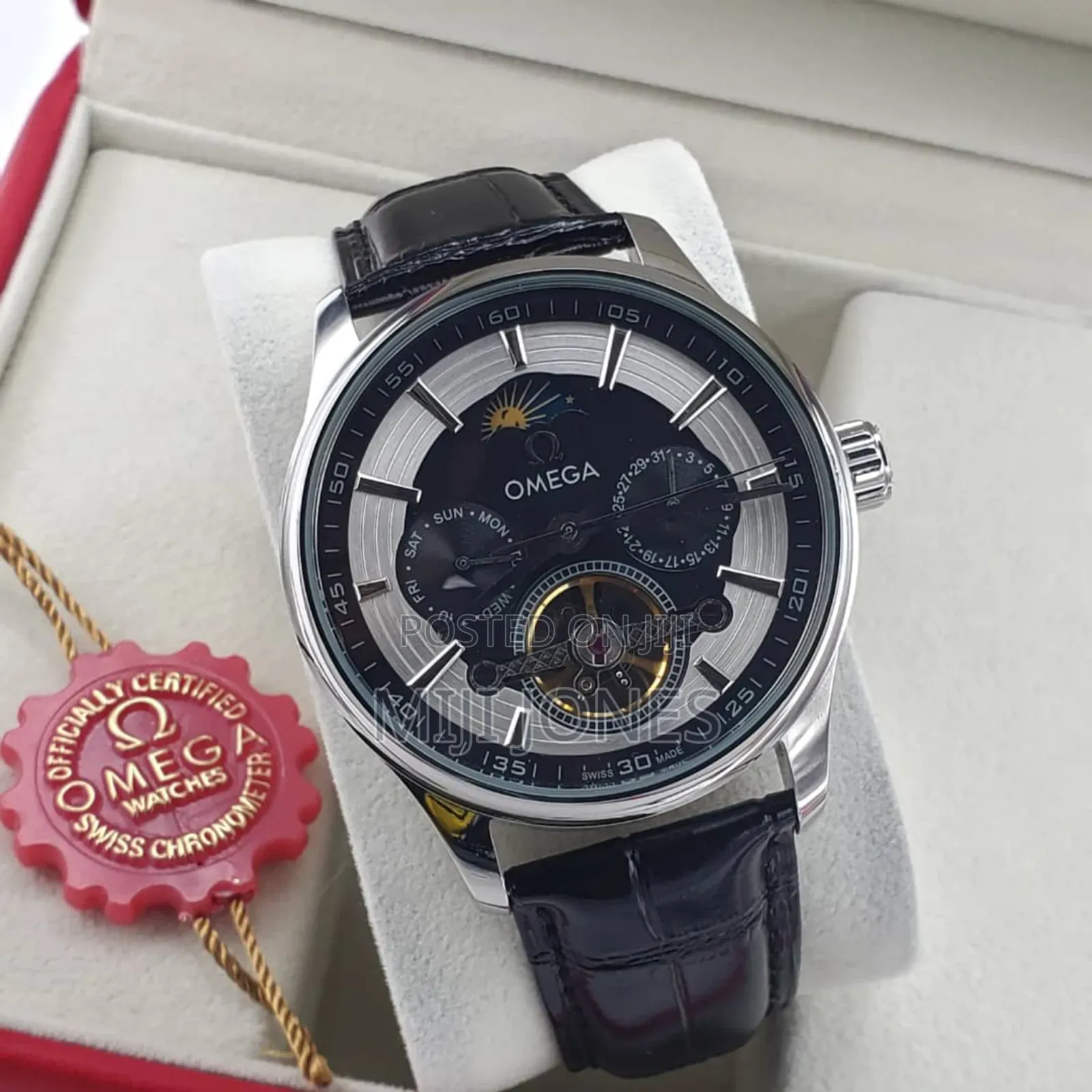 "Men's Luxury Watch: Omega-Style Automatic Mechanical"