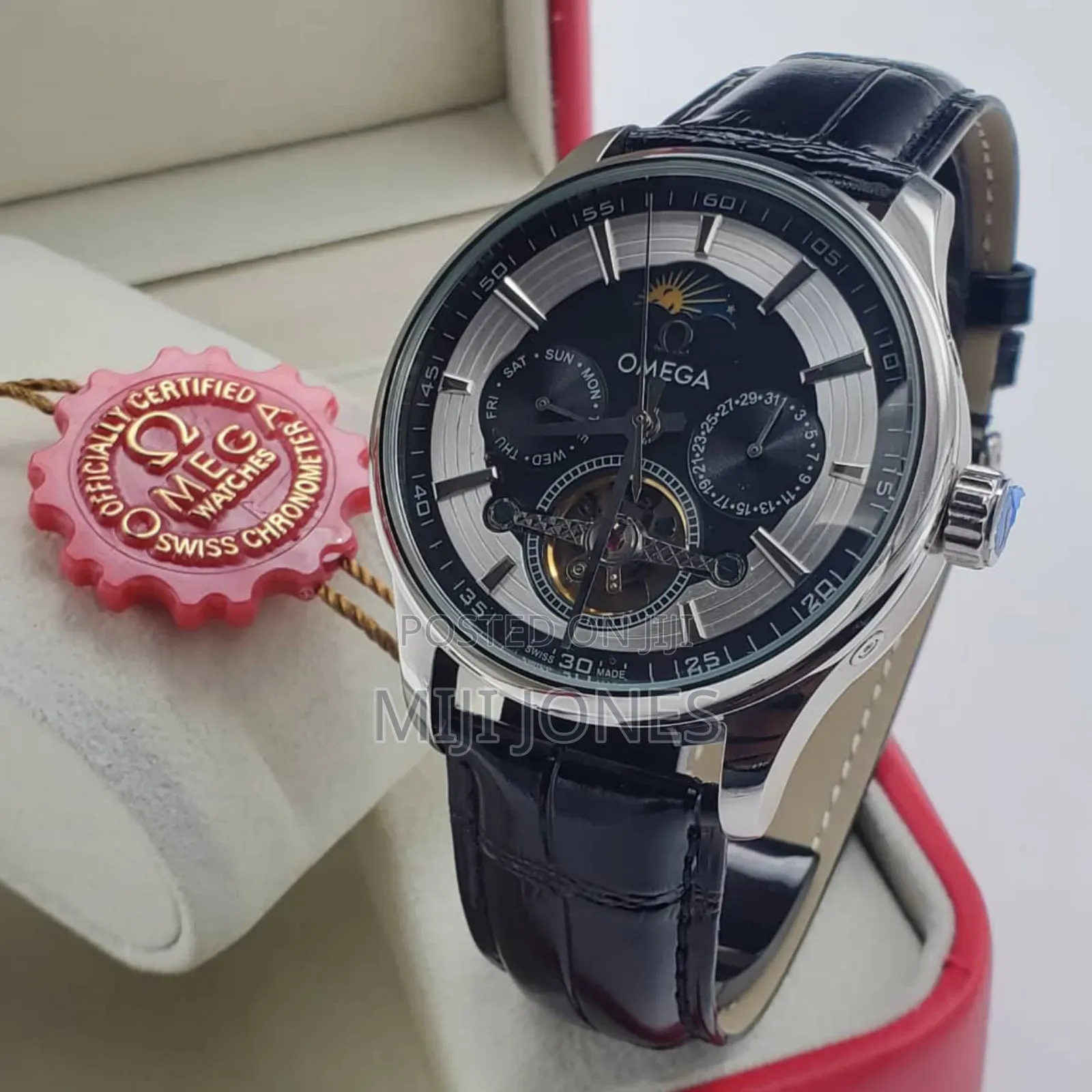 "Men's Luxury Watch: Omega-Style Automatic Mechanical"