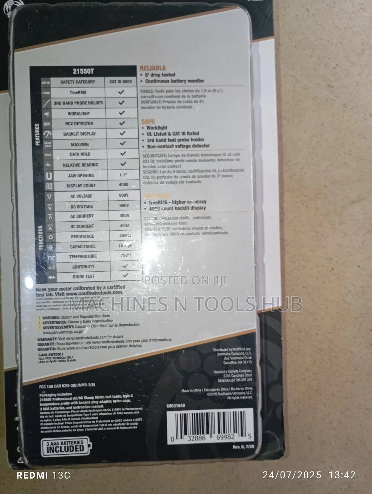 Southwire 21550t Professional Ac/Dc Clamp Meter