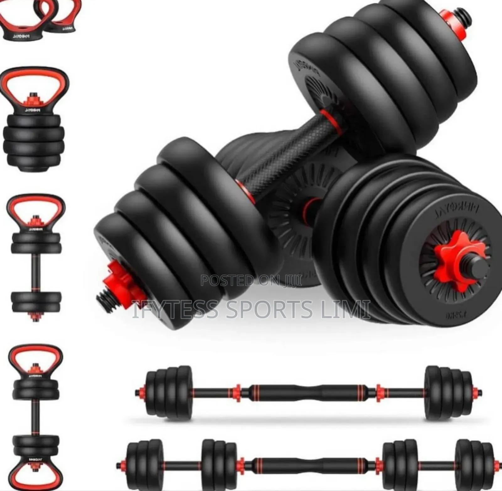50kg 5in1 Environmental Rubber Dumbbell With Barbell