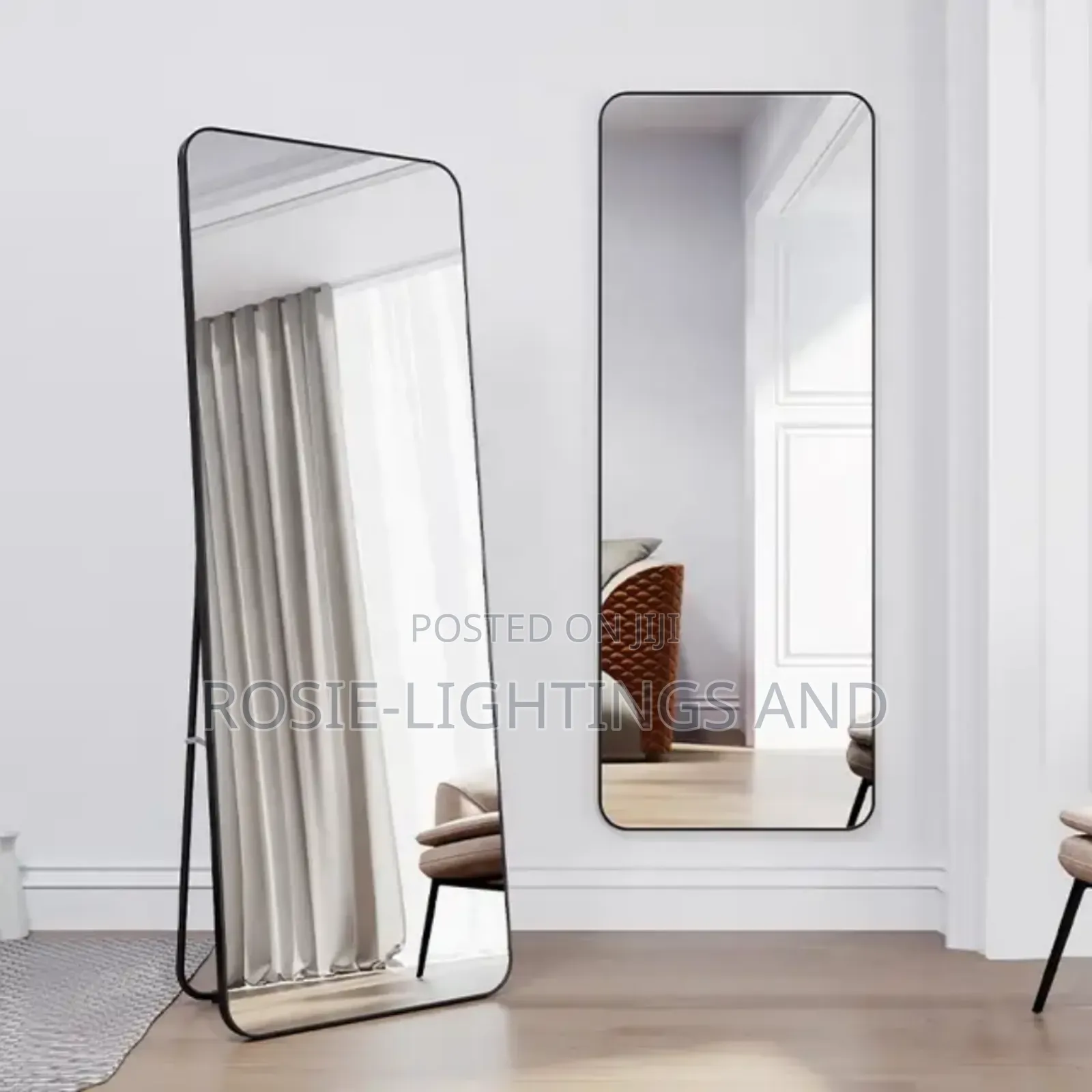 Full Body Dressing Mirror and Stand Behind - Black