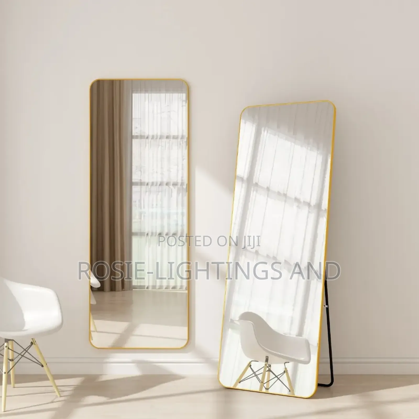 Elegant Standing Dressing Mirror - Yellow Plastic Frame