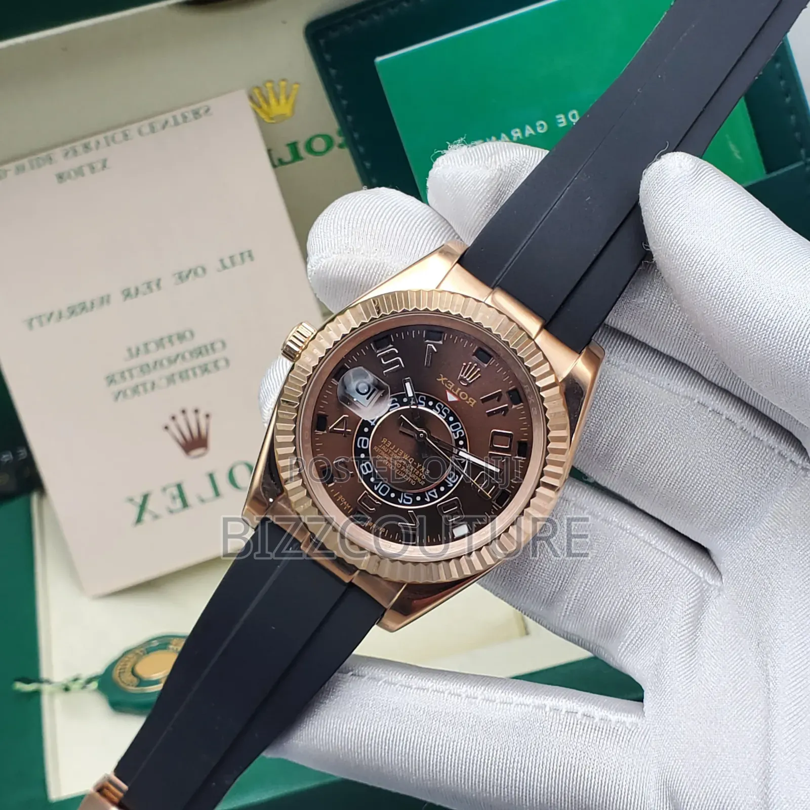 Original Rolex Black Rubber Strap, Calendar Watch