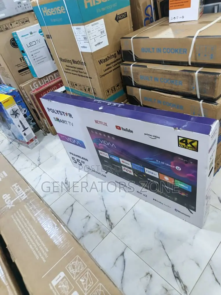 Polystar 55” Smart Tv – Crystal Display, Smooth Streaming