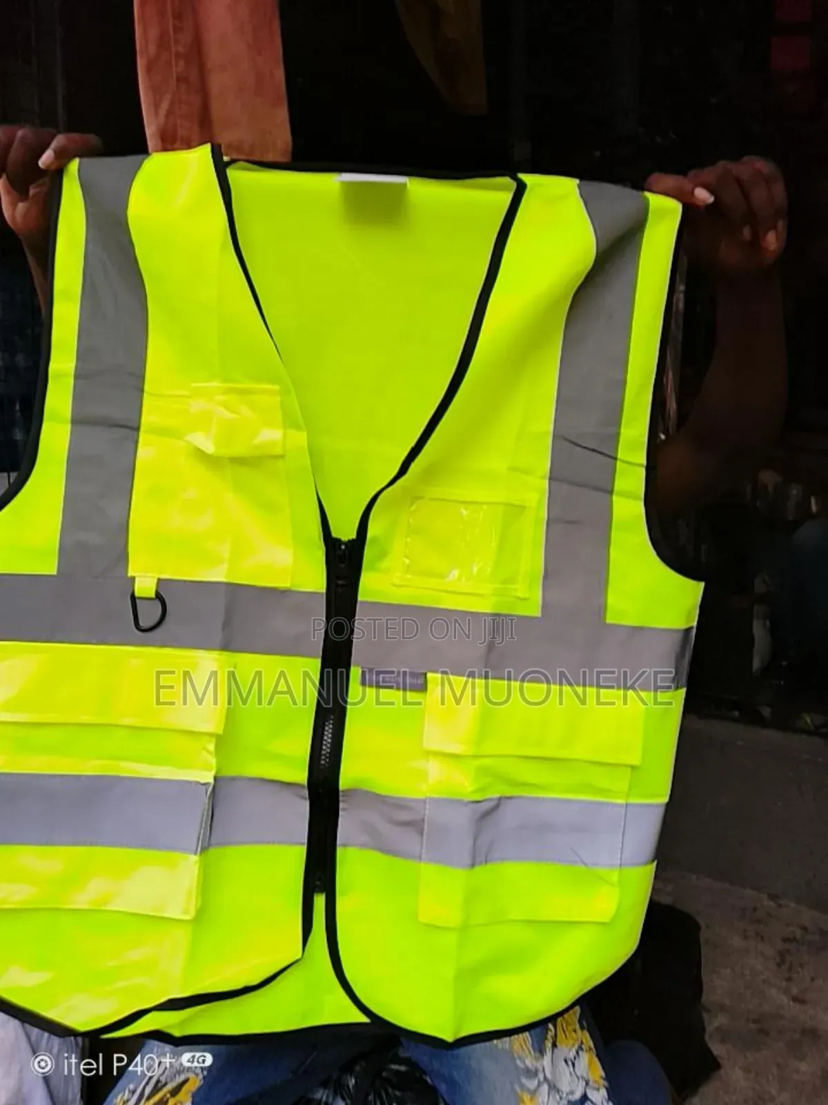 Original Reflective Jacket Vest With Pocket And Zip Lemon