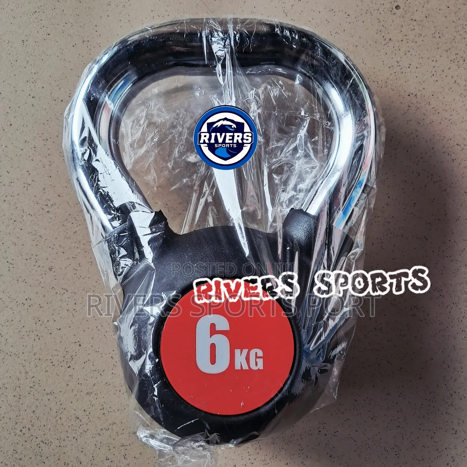 6kg Rubber Coated Cast Iron Kettlebell With Chrome Handle