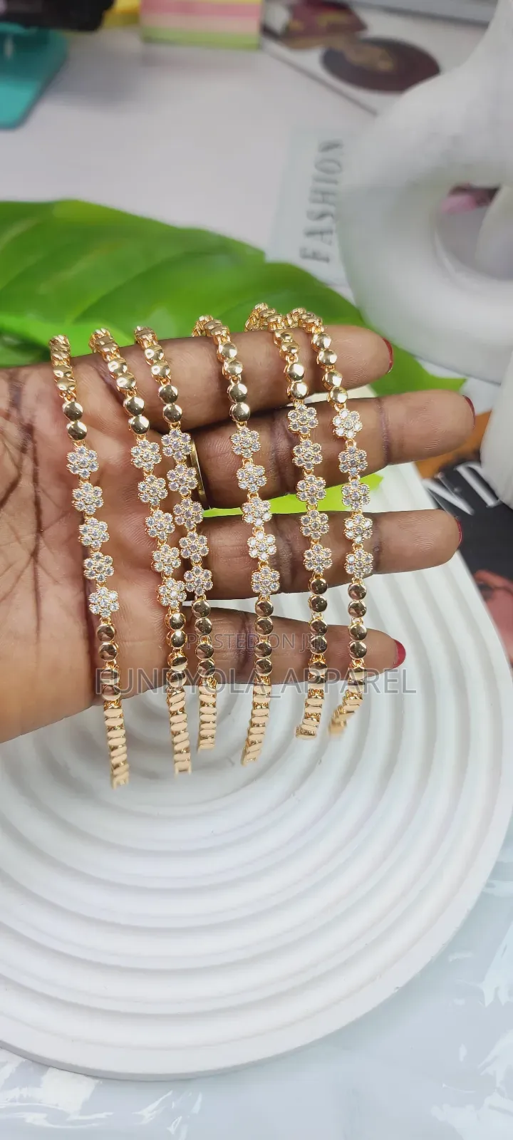 Gold Flowery Female Hand Bracelet
