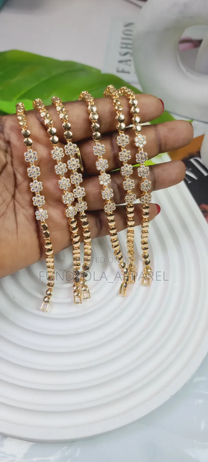 Gold Flowery Female Hand Bracelet