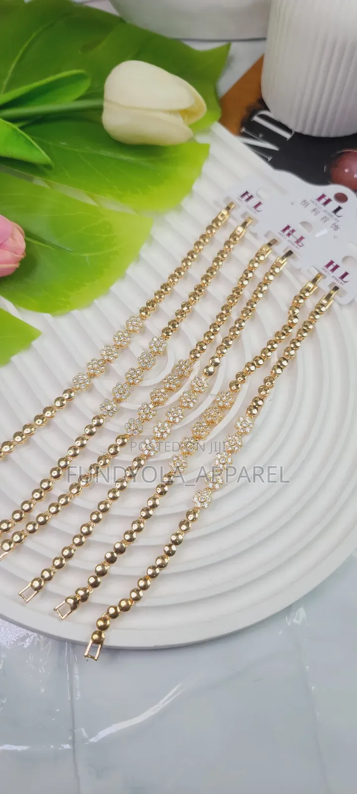 Gold Flowery Female Hand Bracelet