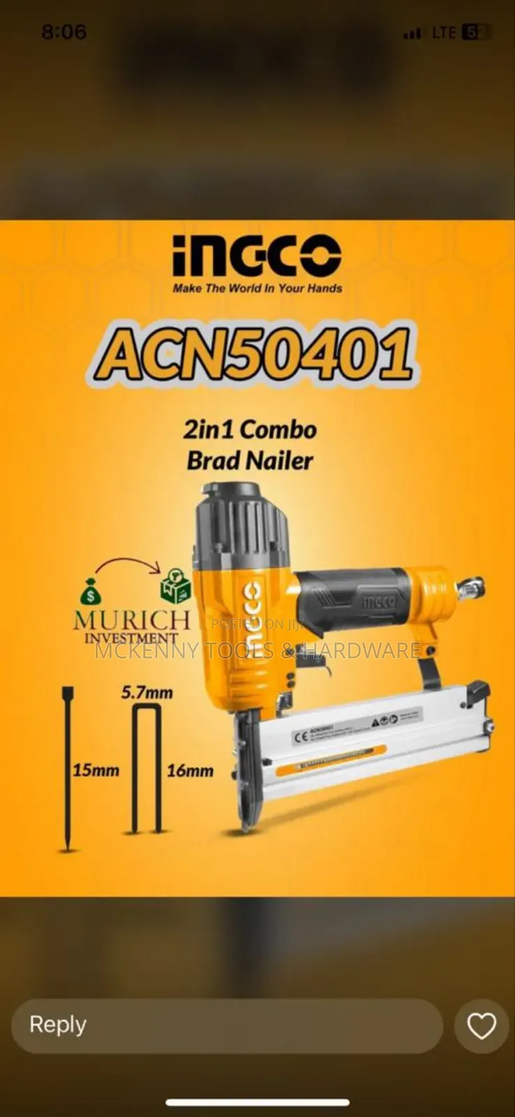 Ingco Acn50401 2-in-1 Combo Brad Nailer. This Versatile Tool