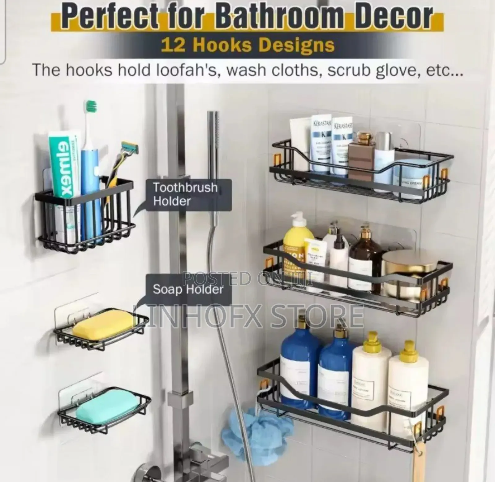 6pcs Stainless Steel Shower Candy Organizer Set