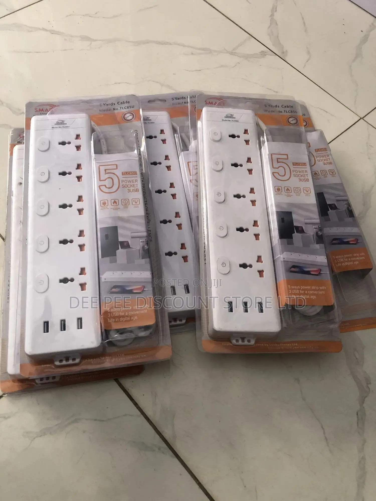 5 Sockets Extension Box With 3 Usb Ports Power Strip