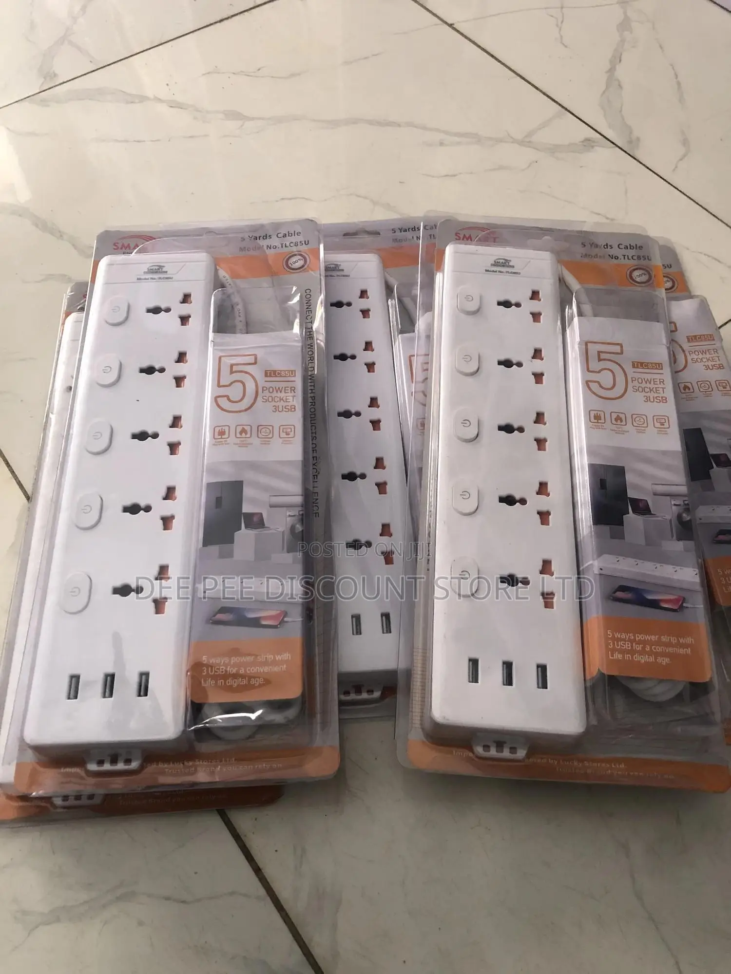 5 Sockets Extension Box With 3 Usb Ports Power Strip