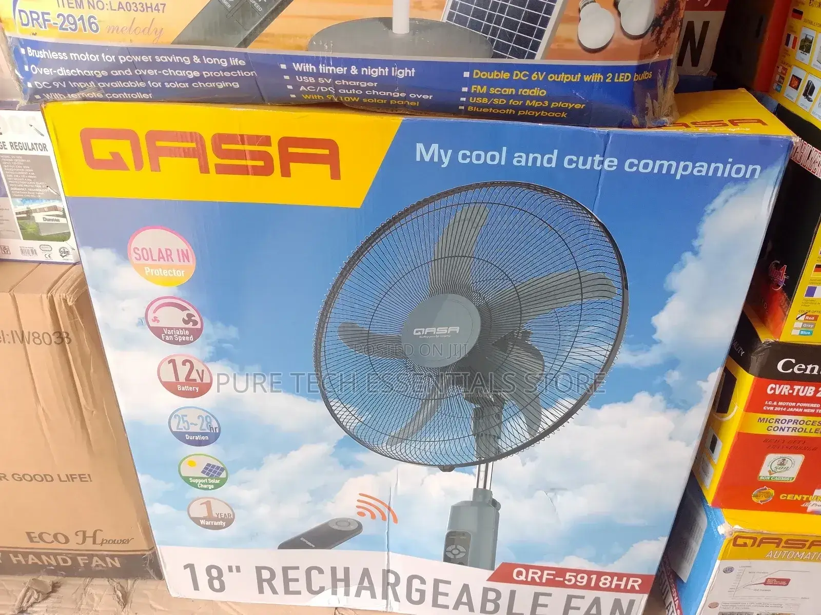 Qasa 18" Rechargeable Standing Fan Ac/Dc.