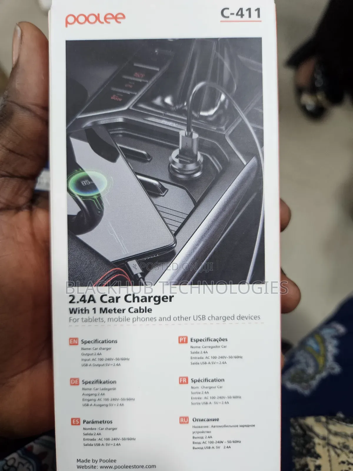 Poolee C411 Car Charger 2.4a With Cable