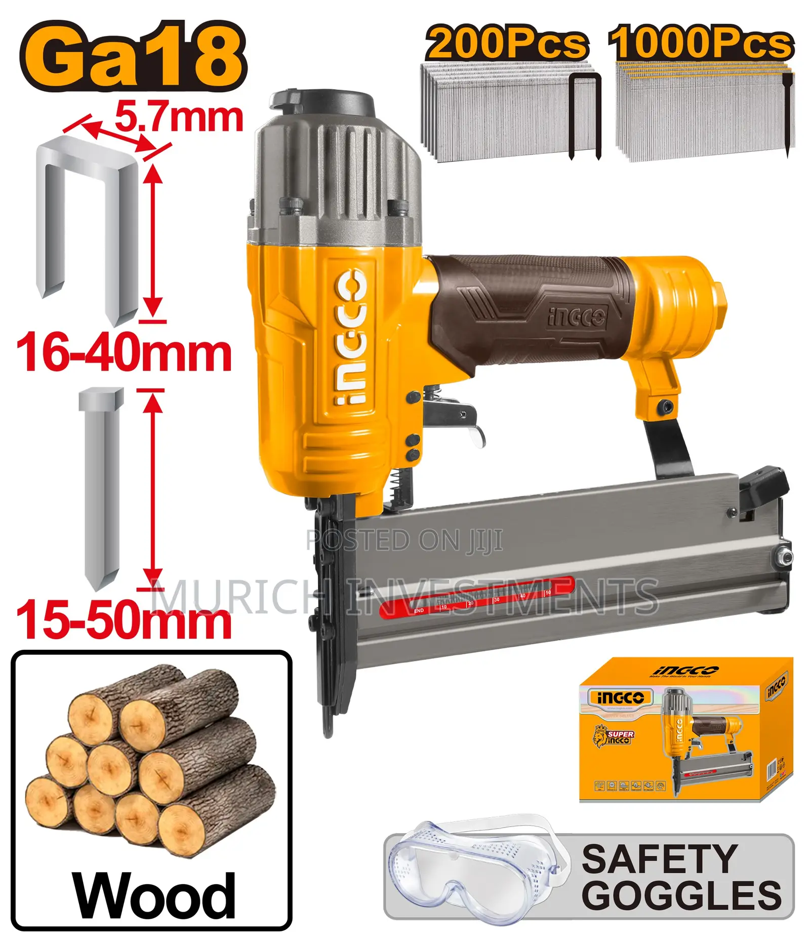 Ingco Air Nailer And Stapler 2 In 1 Acn50401