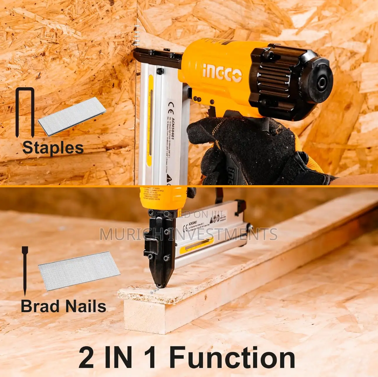Ingco Air Nailer And Stapler 2 In 1 Acn50401