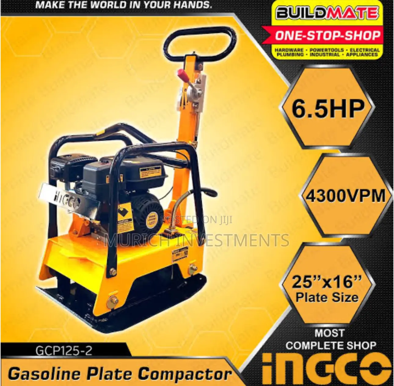 Ingco Gasoline Reversible Plate Compactor 127kg – Gcp125-2