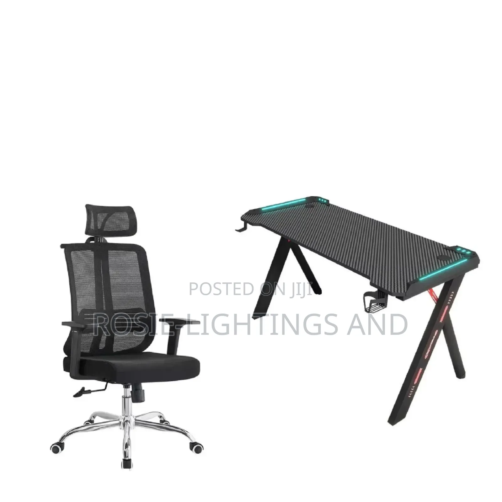 Home Studio Office / Gaming Table and High Back Chair- Black