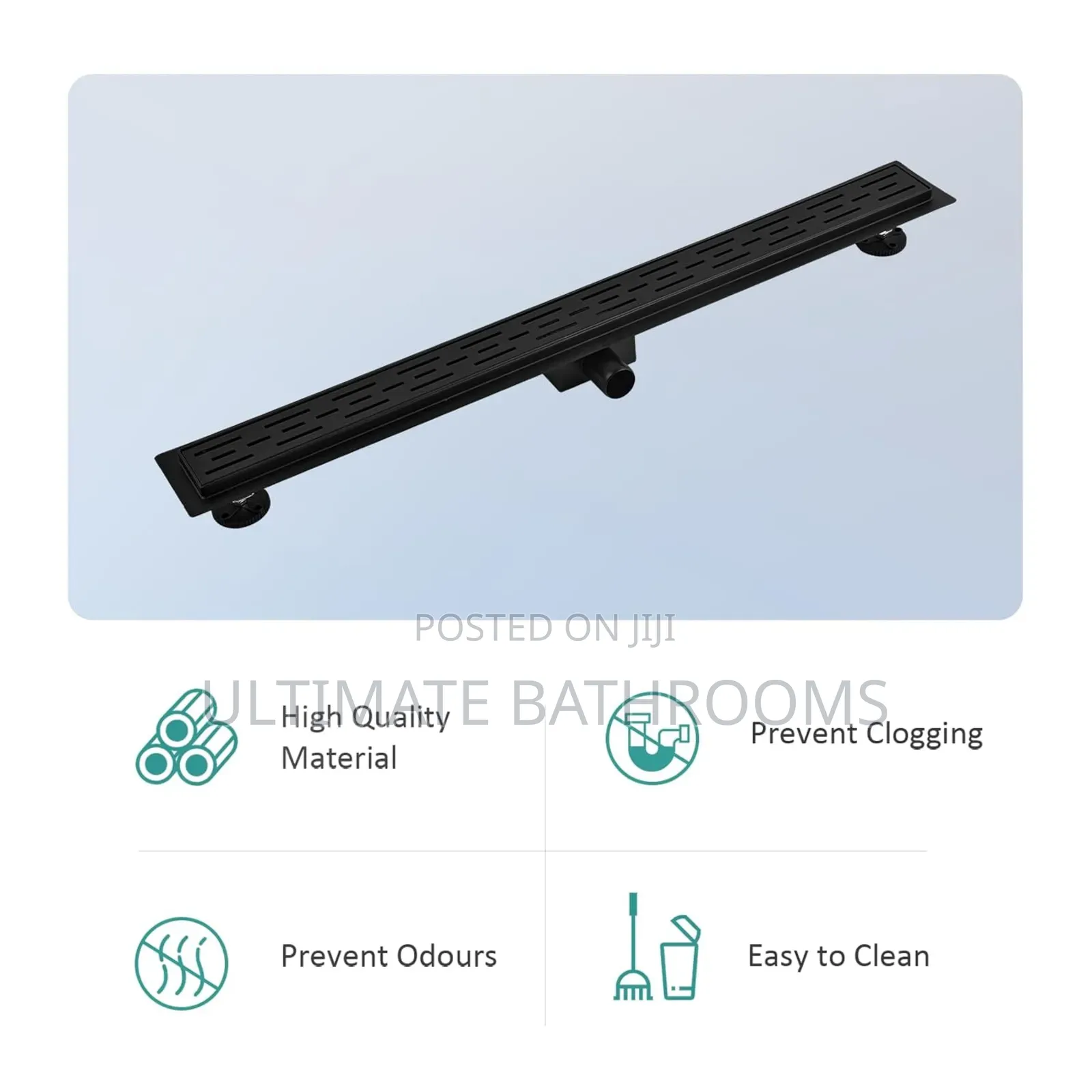 60cm Black Side Flow Linear Floor Drain