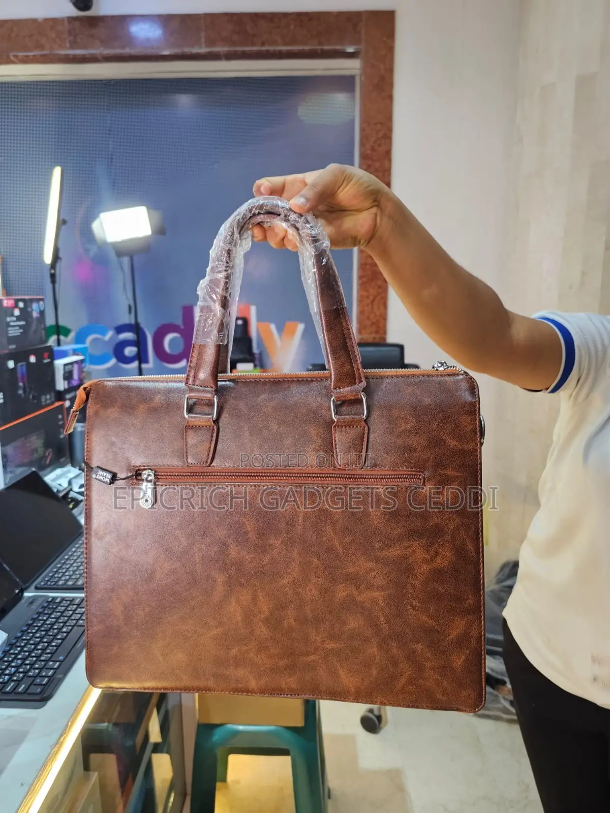 Mont Blanc Brown Leather Laptop Bag